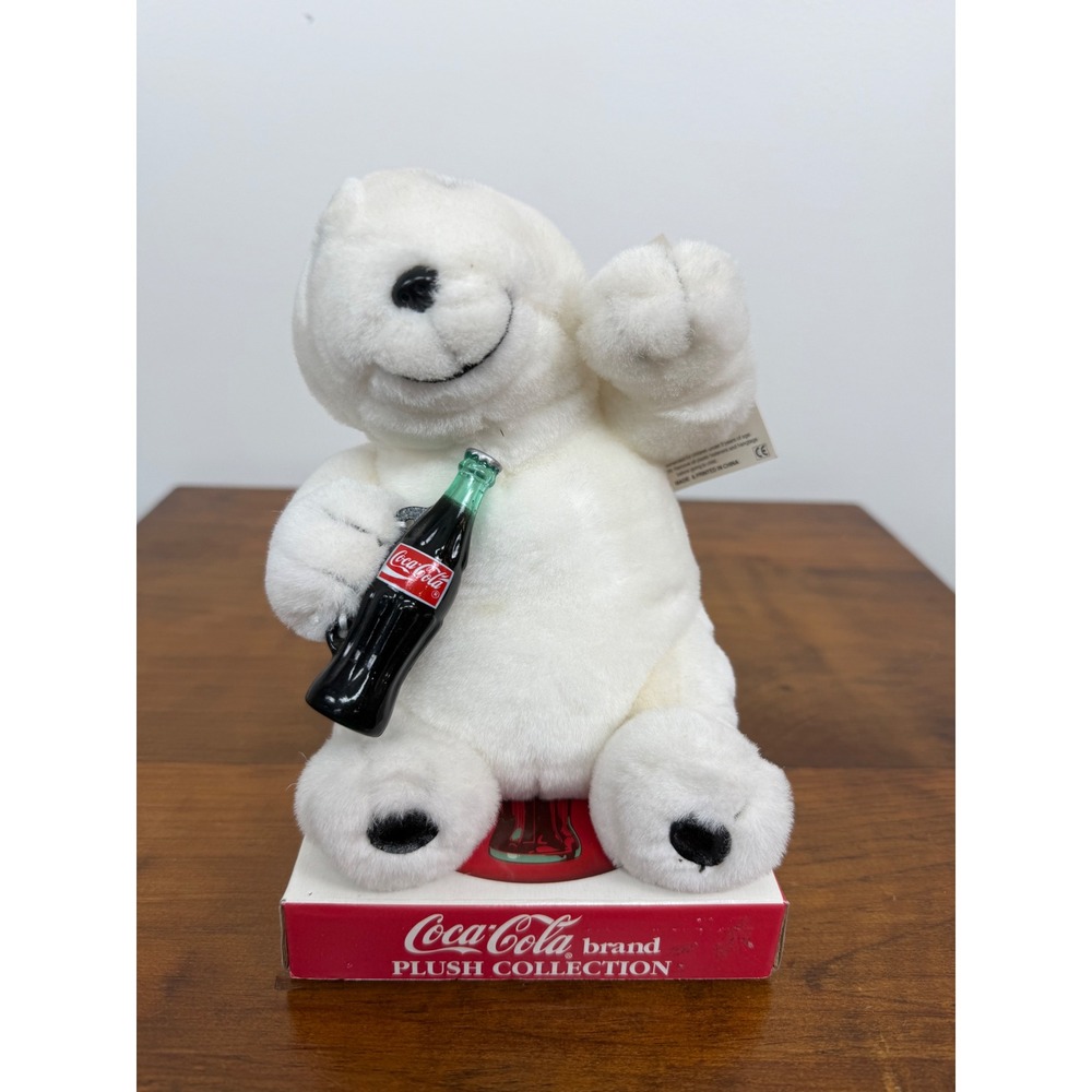 Vintage 1997 Coca-Cola Polar Bear Plush with Bottle Play-By-Play 90-121 NWT